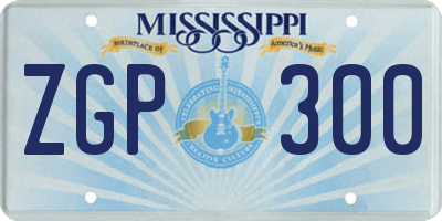 MS license plate ZGP300