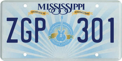 MS license plate ZGP301