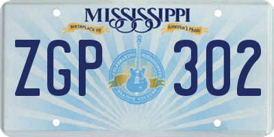 MS license plate ZGP302