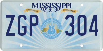MS license plate ZGP304