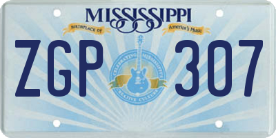 MS license plate ZGP307