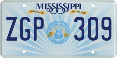 MS license plate ZGP309