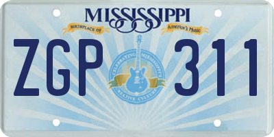 MS license plate ZGP311