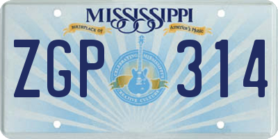 MS license plate ZGP314