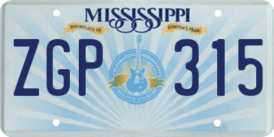 MS license plate ZGP315