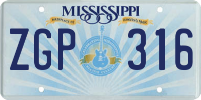 MS license plate ZGP316