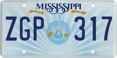 MS license plate ZGP317