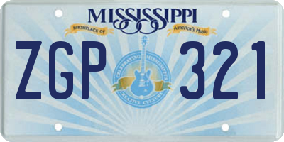 MS license plate ZGP321