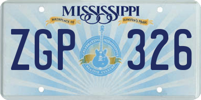 MS license plate ZGP326