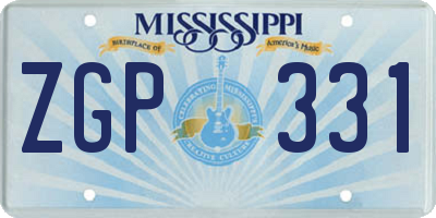 MS license plate ZGP331