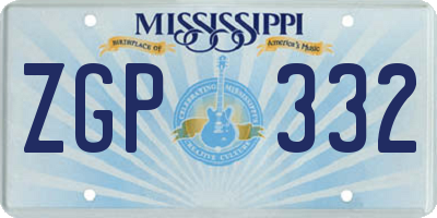 MS license plate ZGP332