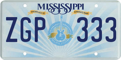 MS license plate ZGP333
