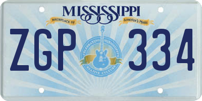 MS license plate ZGP334