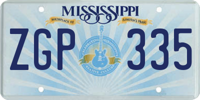 MS license plate ZGP335