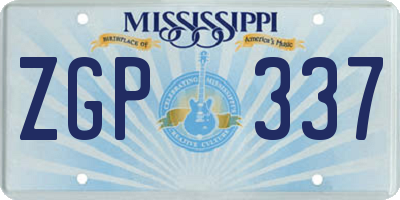 MS license plate ZGP337