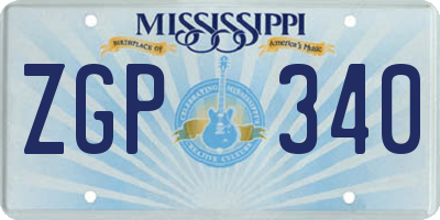 MS license plate ZGP340