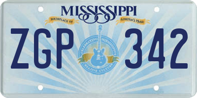 MS license plate ZGP342