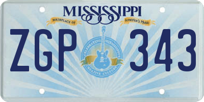MS license plate ZGP343