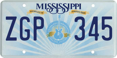 MS license plate ZGP345