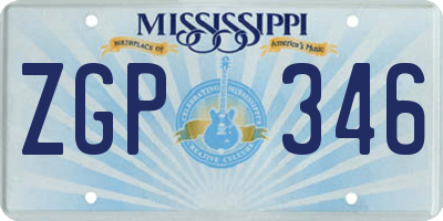 MS license plate ZGP346