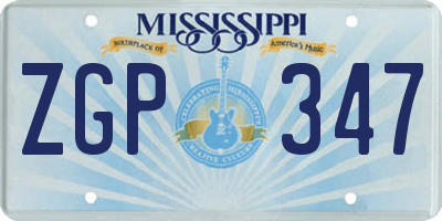MS license plate ZGP347