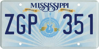 MS license plate ZGP351