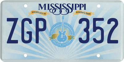 MS license plate ZGP352