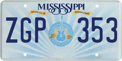 MS license plate ZGP353