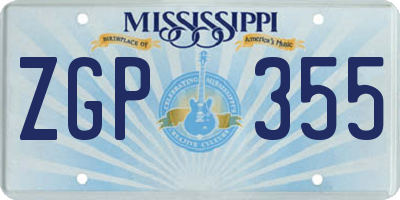 MS license plate ZGP355