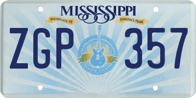 MS license plate ZGP357