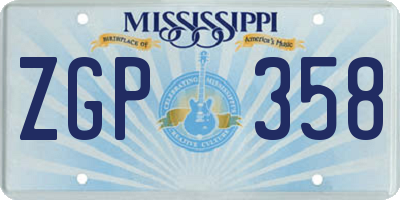 MS license plate ZGP358