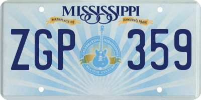MS license plate ZGP359