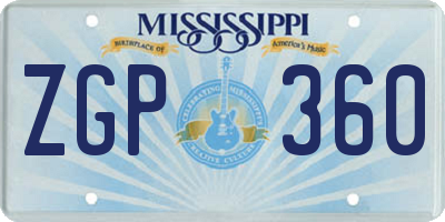 MS license plate ZGP360