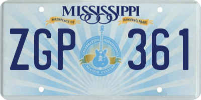 MS license plate ZGP361