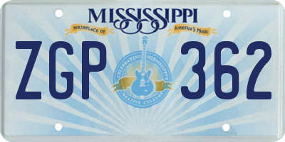 MS license plate ZGP362