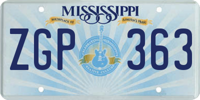 MS license plate ZGP363