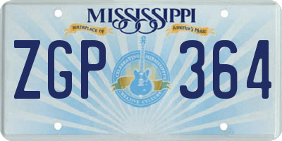 MS license plate ZGP364
