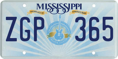 MS license plate ZGP365