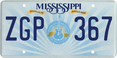 MS license plate ZGP367