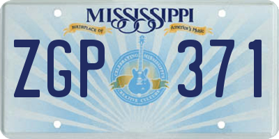 MS license plate ZGP371