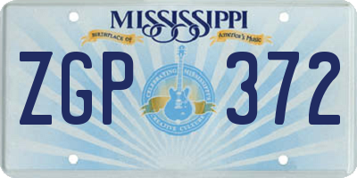 MS license plate ZGP372