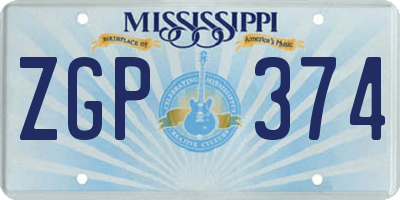 MS license plate ZGP374