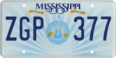 MS license plate ZGP377
