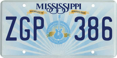 MS license plate ZGP386