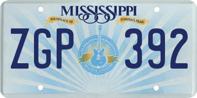 MS license plate ZGP392