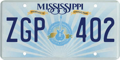 MS license plate ZGP402
