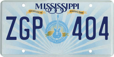 MS license plate ZGP404