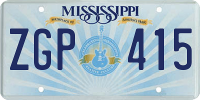 MS license plate ZGP415