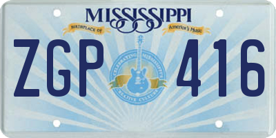 MS license plate ZGP416