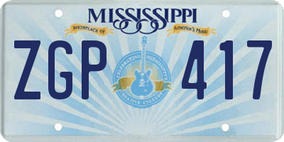 MS license plate ZGP417